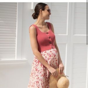 Seraphine Coral Pink Double Layer Maternity & Nursing Dress